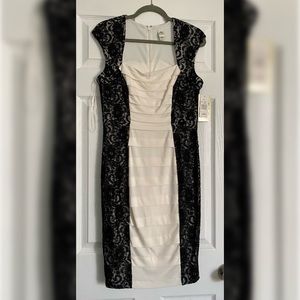 White and black lace knee high new dress size 10